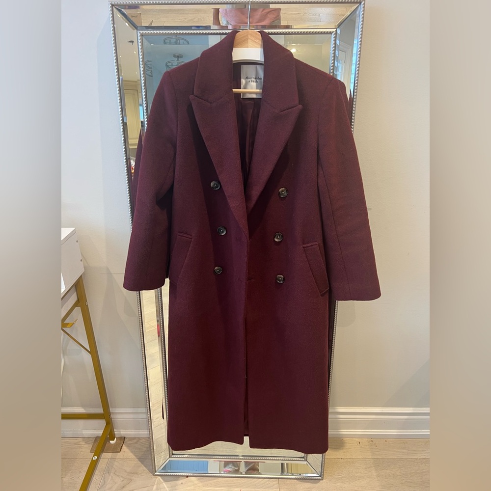 Abercrombie & Fitch XXS Burgundy 57% Wool Coat